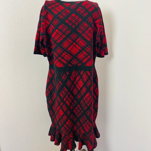 NINA LEONARD Red Dress Round Neck 1/2 sleeve Large - Picture 6 of 12